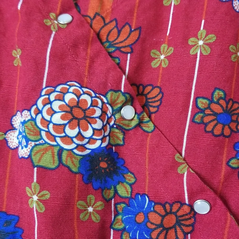 Khaadi Womens Red Blue Green Pleated Flowy Long Sleeve Top Size 14 - Picture 2 of 12
